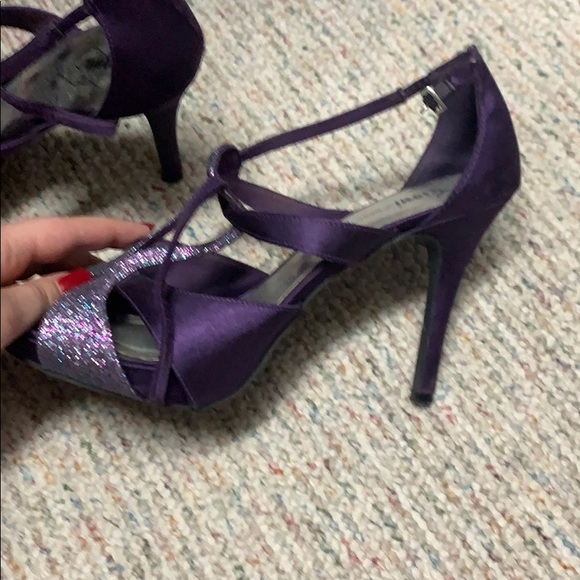 Size 10 purple glitter sweet 16 shoes. Worn once. - Picture 2 of 2